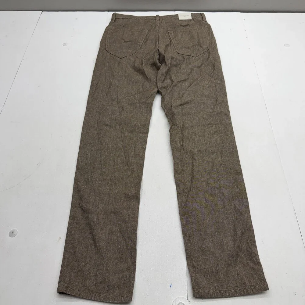 Banana Republic Linen-Cotton Traveler Pants Mens 30x32 Brown Slim Fit Tapered